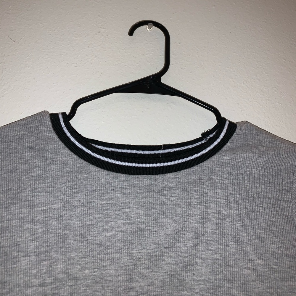 Soft Grey shirt with nice neck lining . Crop top